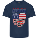 My Wife is American Nothing Scares Me USA Kids T-Shirt Childrens Navy Blue