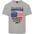 My Wife is American Nothing Scares Me USA Kids T-Shirt Childrens Sports Grey