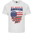 My Wife is American Nothing Scares Me USA Kids T-Shirt Childrens White