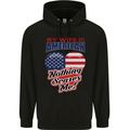My Wife is American Nothing Scares Me USA Mens 80% Cotton Hoodie Black
