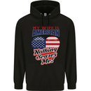 My Wife is American Nothing Scares Me USA Mens 80% Cotton Hoodie Black