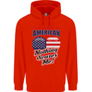 My Wife is American Nothing Scares Me USA Mens 80% Cotton Hoodie Bright Red