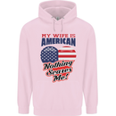 My Wife is American Nothing Scares Me USA Mens 80% Cotton Hoodie Light Pink