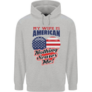 My Wife is American Nothing Scares Me USA Mens 80% Cotton Hoodie Sports Grey
