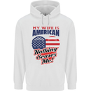 My Wife is American Nothing Scares Me USA Mens 80% Cotton Hoodie White