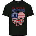 My Wife is American Nothing Scares Me USA Mens Cotton T-Shirt Tee Top Black