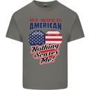 My Wife is American Nothing Scares Me USA Mens Cotton T-Shirt Tee Top Charcoal