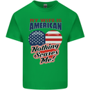 My Wife is American Nothing Scares Me USA Mens Cotton T-Shirt Tee Top Irish Green
