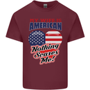 My Wife is American Nothing Scares Me USA Mens Cotton T-Shirt Tee Top Maroon