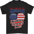 My Wife is American Nothing Scares Me USA Mens T-Shirt 100% Cotton Black