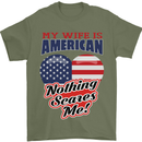 My Wife is American Nothing Scares Me USA Mens T-Shirt 100% Cotton Military Green