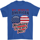 My Wife is American Nothing Scares Me USA Mens T-Shirt 100% Cotton Royal Blue