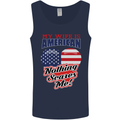 My Wife is American Nothing Scares Me USA Mens Vest Tank Top Navy Blue