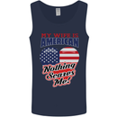 My Wife is American Nothing Scares Me USA Mens Vest Tank Top Navy Blue
