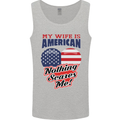 My Wife is American Nothing Scares Me USA Mens Vest Tank Top Sports Grey