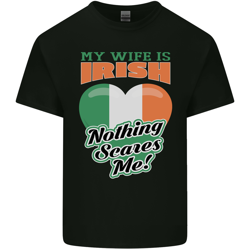 My Wife is Irish Nothing Scares Me Ireland Kids T-Shirt Childrens Black