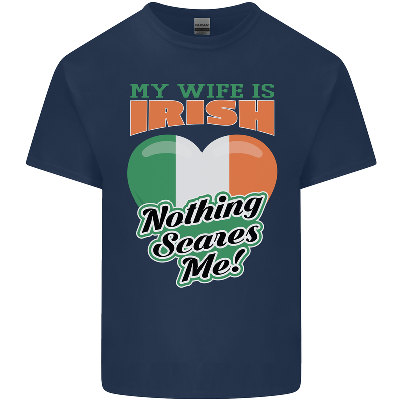 My Wife is Irish Nothing Scares Me Ireland Kids T-Shirt Childrens Navy Blue