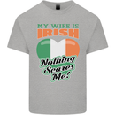 My Wife is Irish Nothing Scares Me Ireland Kids T-Shirt Childrens Sports Grey