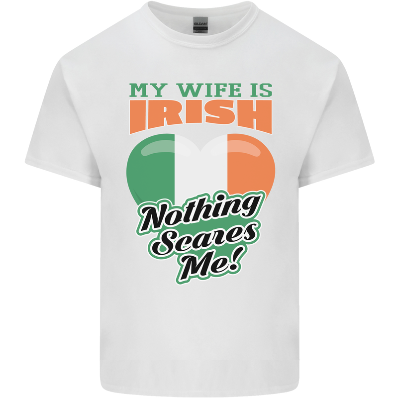 My Wife is Irish Nothing Scares Me Ireland Kids T-Shirt Childrens White