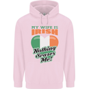 My Wife is Irish Nothing Scares Me Ireland Mens 80% Cotton Hoodie Light Pink