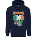 My Wife is Irish Nothing Scares Me Ireland Mens 80% Cotton Hoodie Navy Blue