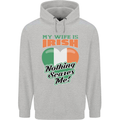 My Wife is Irish Nothing Scares Me Ireland Mens 80% Cotton Hoodie Sports Grey