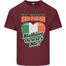 My Wife is Irish Nothing Scares Me Ireland Mens Cotton T-Shirt Tee Top Maroon