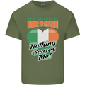 My Wife is Irish Nothing Scares Me Ireland Mens Cotton T-Shirt Tee Top Military Green