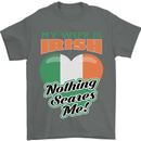 My Wife is Irish Nothing Scares Me Ireland Mens T-Shirt 100% Cotton Charcoal
