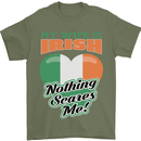 My Wife is Irish Nothing Scares Me Ireland Mens T-Shirt 100% Cotton Military Green