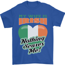 My Wife is Irish Nothing Scares Me Ireland Mens T-Shirt 100% Cotton Royal Blue