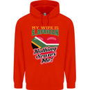 My Wife is South African Nothing Scares Me Africa Mens 80% Cotton Hoodie Bright Red
