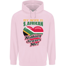 My Wife is South African Nothing Scares Me Africa Mens 80% Cotton Hoodie Light Pink