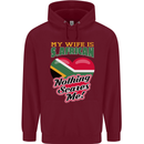 My Wife is South African Nothing Scares Me Africa Mens 80% Cotton Hoodie Maroon
