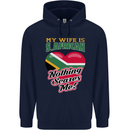 My Wife is South African Nothing Scares Me Africa Mens 80% Cotton Hoodie Navy Blue