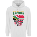 My Wife is South African Nothing Scares Me Africa Mens 80% Cotton Hoodie White