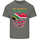 My Wife is South African Nothing Scares Me Africa Mens Cotton T-Shirt Tee Top Charcoal