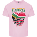 My Wife is South African Nothing Scares Me Africa Mens Cotton T-Shirt Tee Top Light Pink