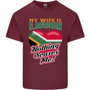 My Wife is South African Nothing Scares Me Africa Mens Cotton T-Shirt Tee Top Maroon