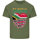 My Wife is South African Nothing Scares Me Africa Mens Cotton T-Shirt Tee Top Military Green