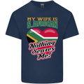 My Wife is South African Nothing Scares Me Africa Mens Cotton T-Shirt Tee Top Navy Blue