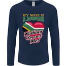 My Wife is South African Nothing Scares Me Africa Mens Long Sleeve T-Shirt Navy Blue