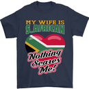 My Wife is South African Nothing Scares Me Africa Mens T-Shirt 100% Cotton Navy Blue