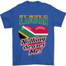 My Wife is South African Nothing Scares Me Africa Mens T-Shirt 100% Cotton Royal Blue