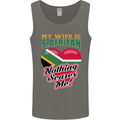 My Wife is South African Nothing Scares Me Africa Mens Vest Tank Top Charcoal