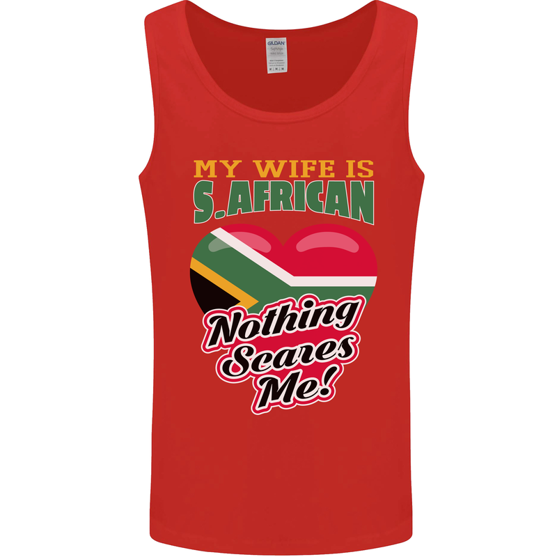 My Wife is South African Nothing Scares Me Africa Mens Vest Tank Top Red