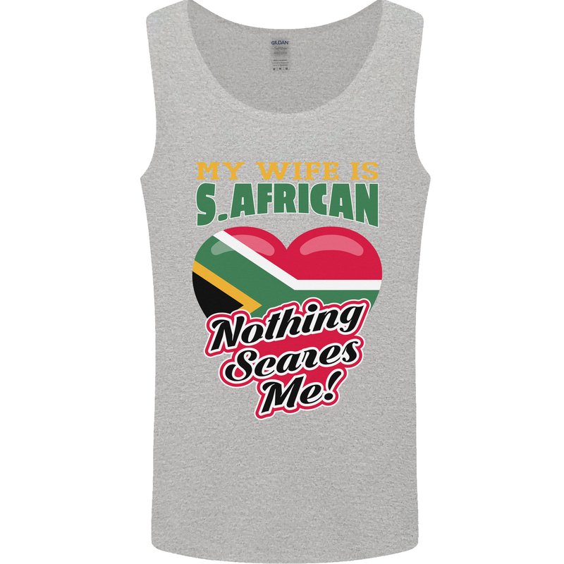 My Wife is South African Nothing Scares Me Africa Mens Vest Tank Top Sports Grey