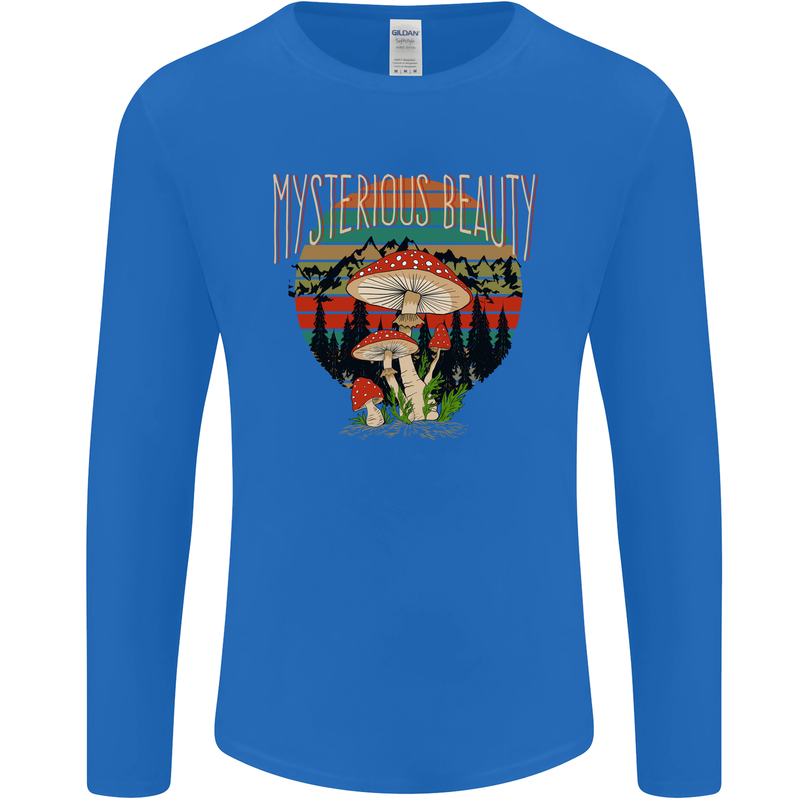 Mysterious Beauty Magic Mushroom LSD Mens Long Sleeve T-Shirt Royal Blue