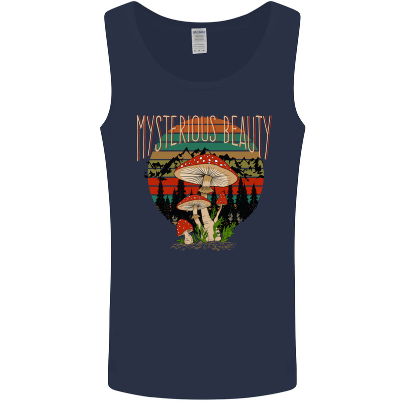 Mysterious Beauty Magic Mushroom LSD Mens Vest Tank Top Navy Blue