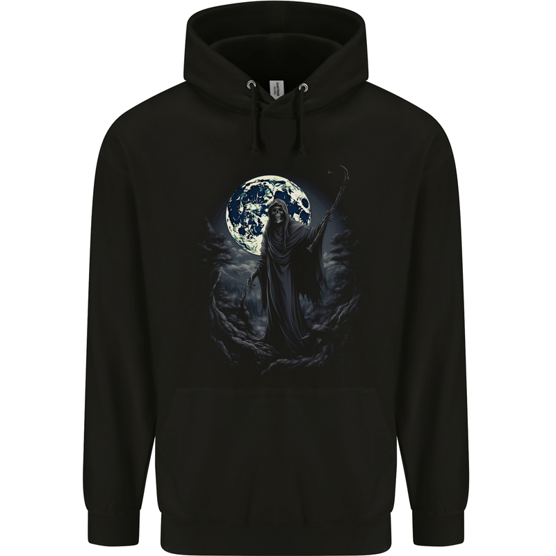 Mystical Grim Reaper Skull Childrens Kids Hoodie Black